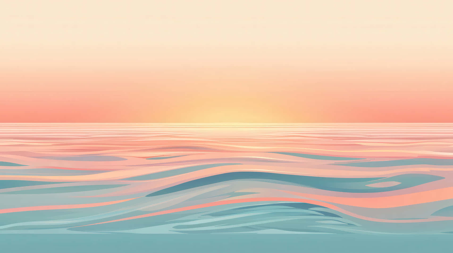 Digital Abstract Ocean Waves In Soft Pastel Colors At Sunset Wallpaper