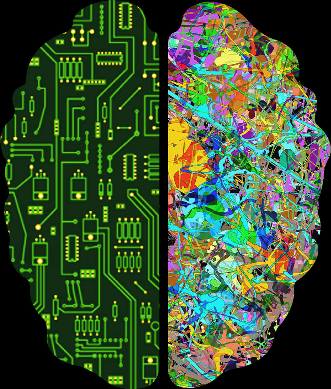 Digital Analog Brain Art PNG