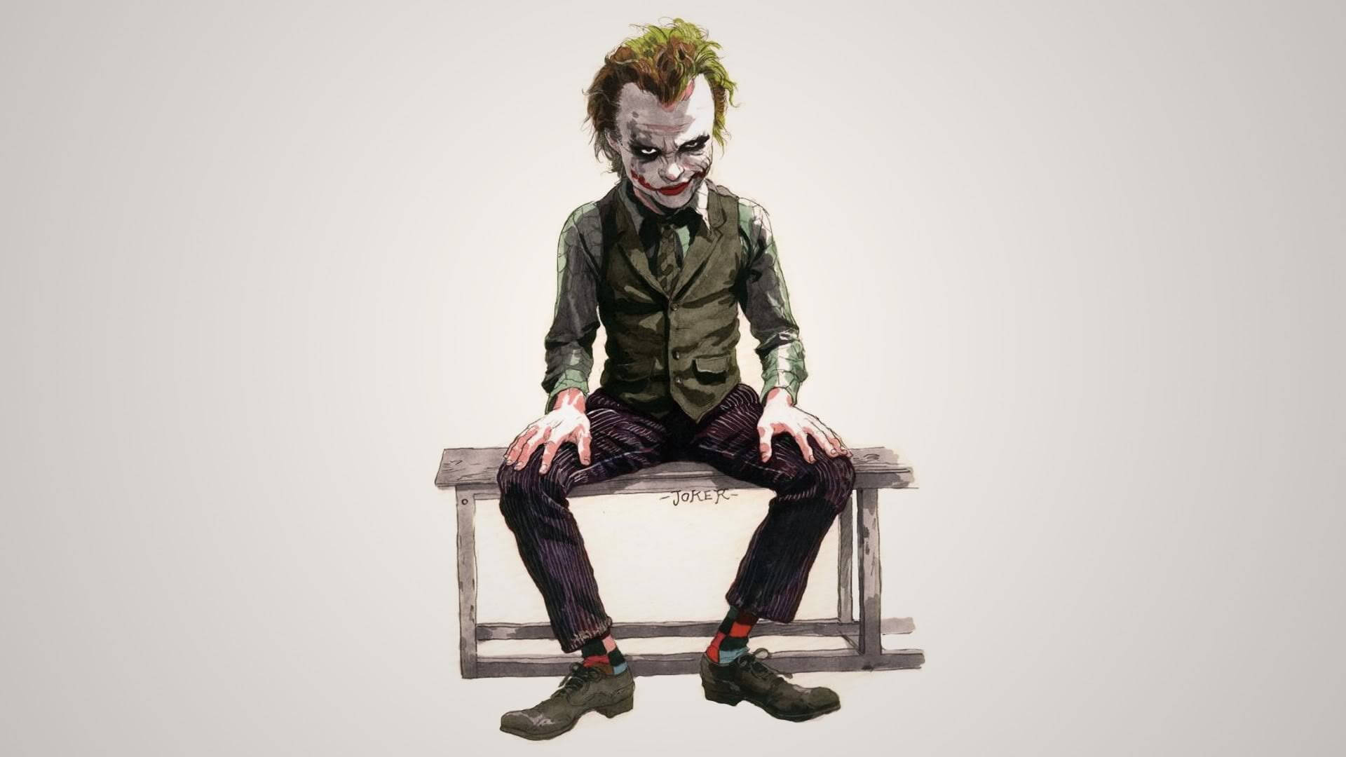 Digital Art Heath Ledger Joker Bench Wallpaper