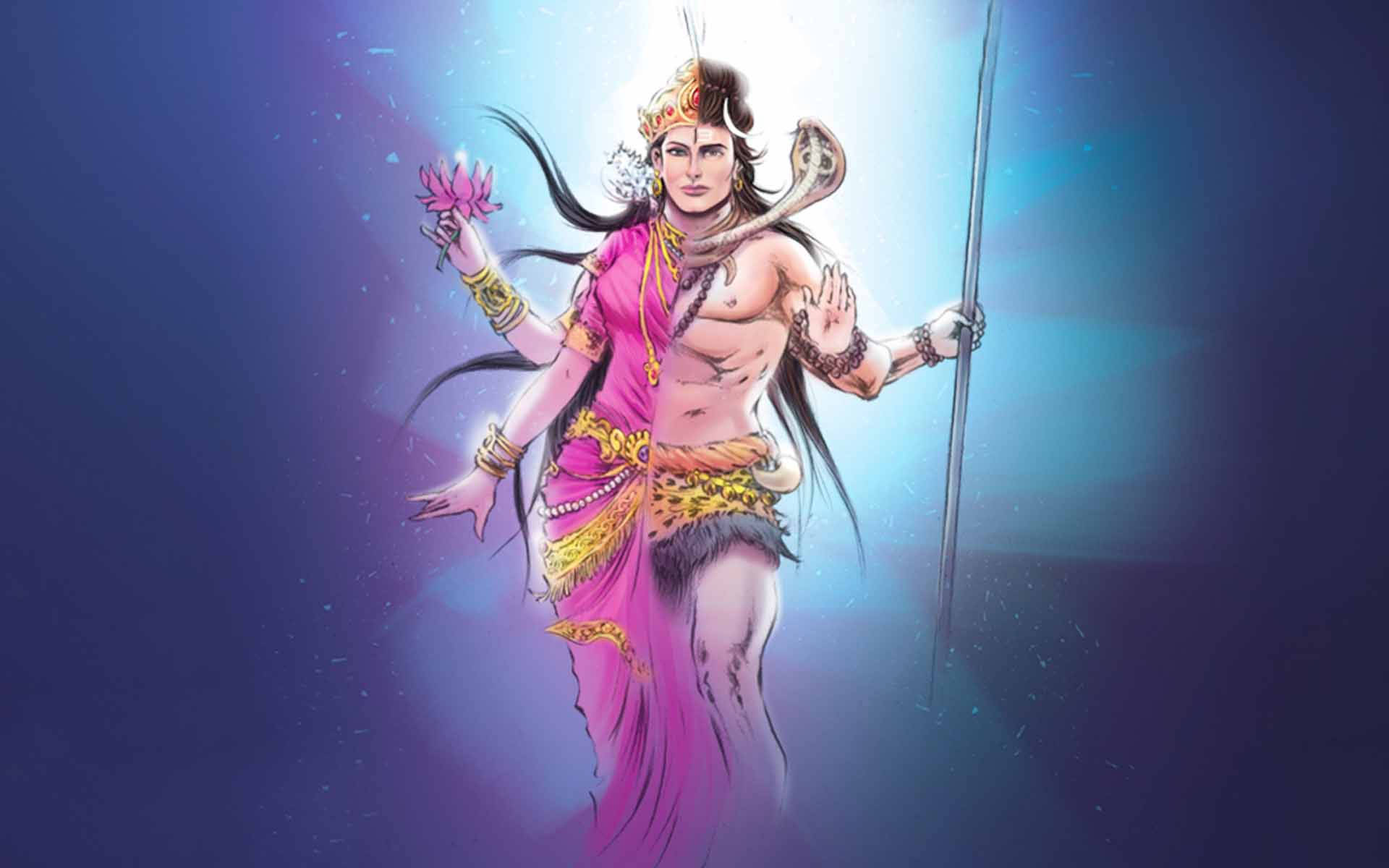Digital Art Shiva Parvati In Ardhnarishwar Wallpaper