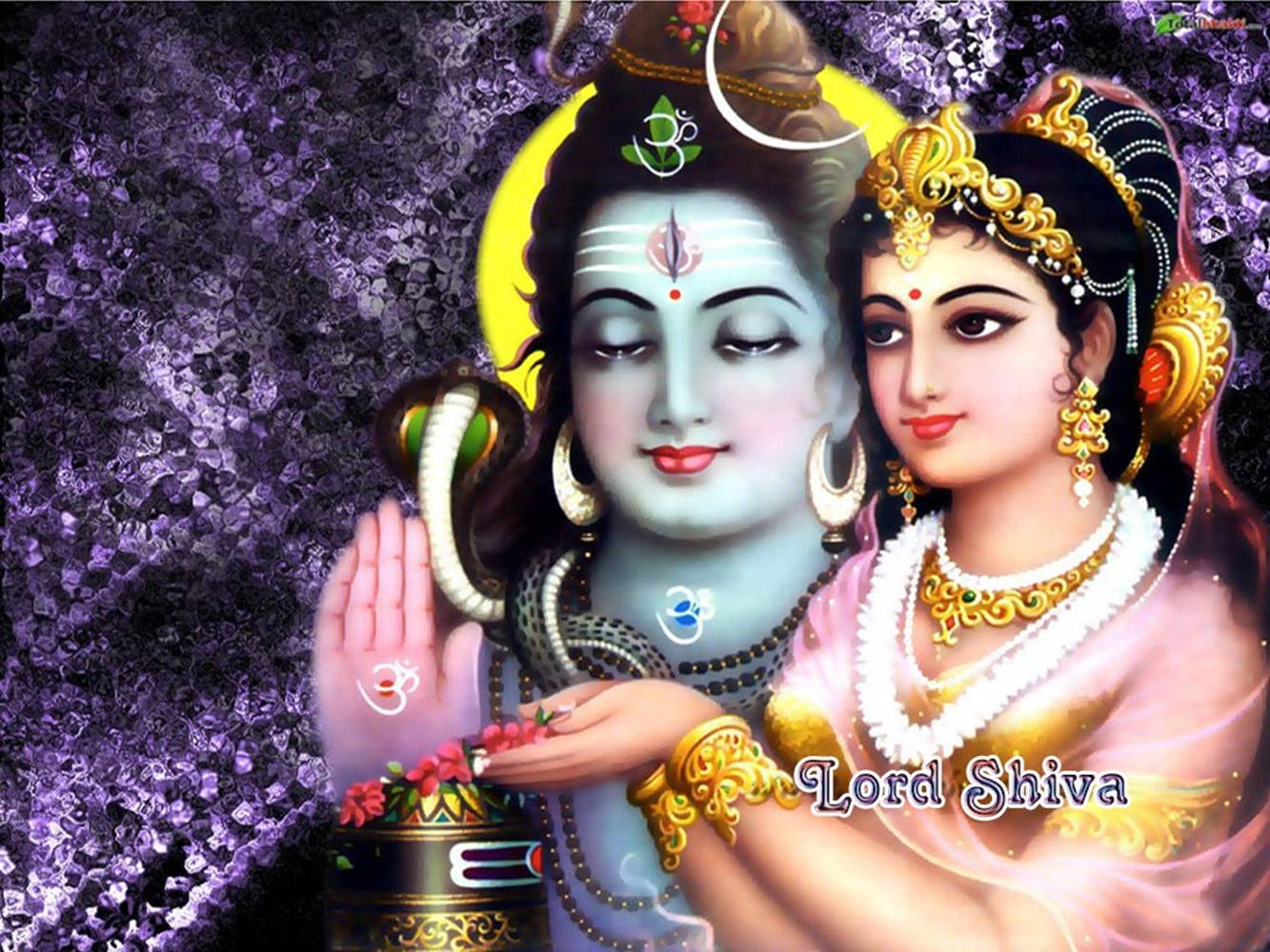 Digital Art Shiva Parvati Purple Backdrop Wallpaper