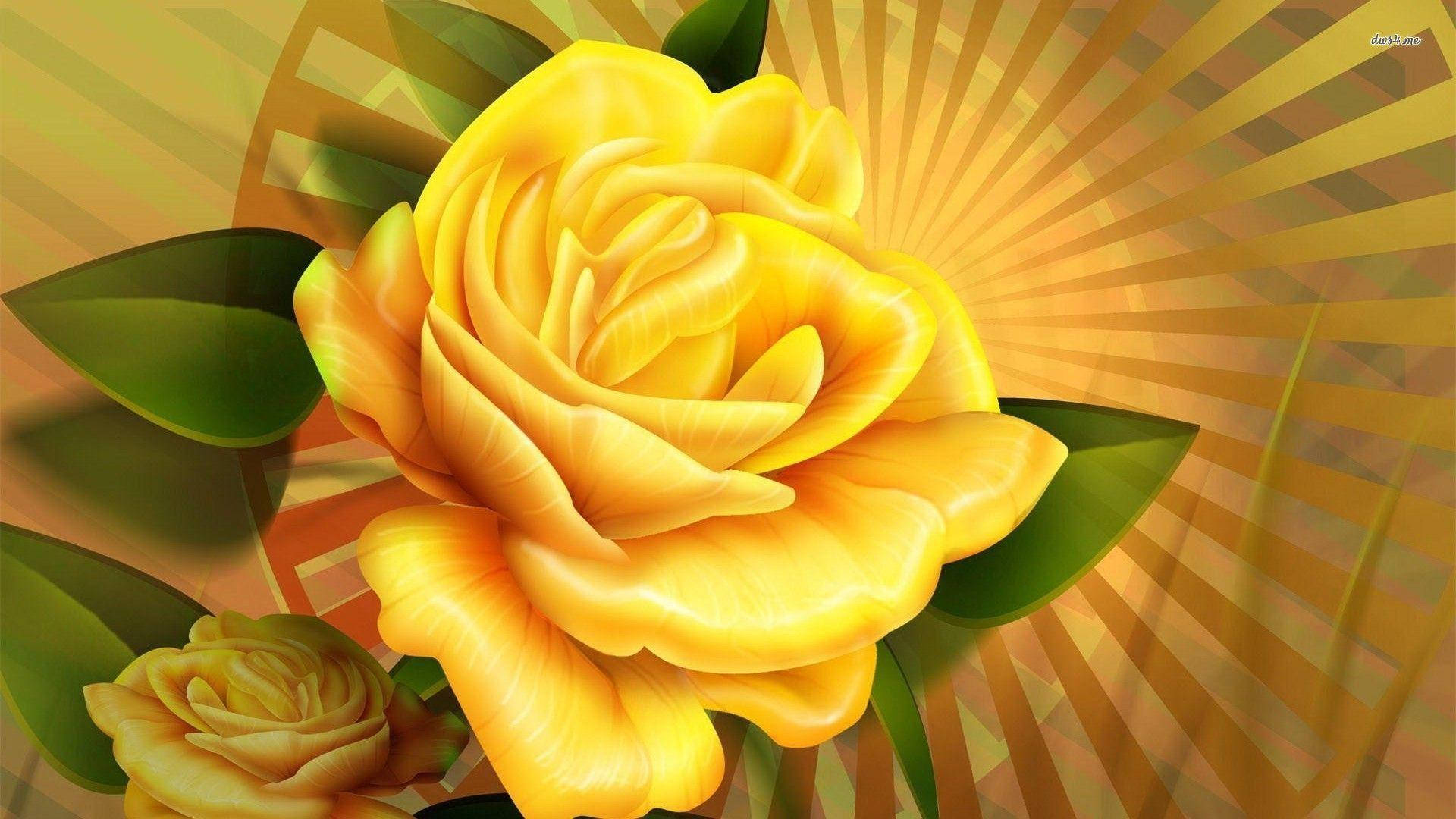 Digital Art Yellow Rose Right Wallpaper