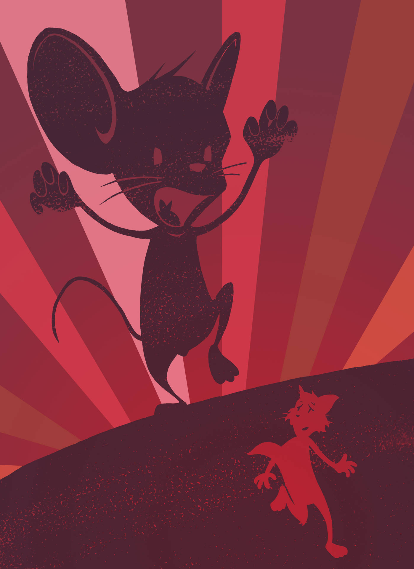Digital Artwork Of Tom And Jerry Aesthetic Background