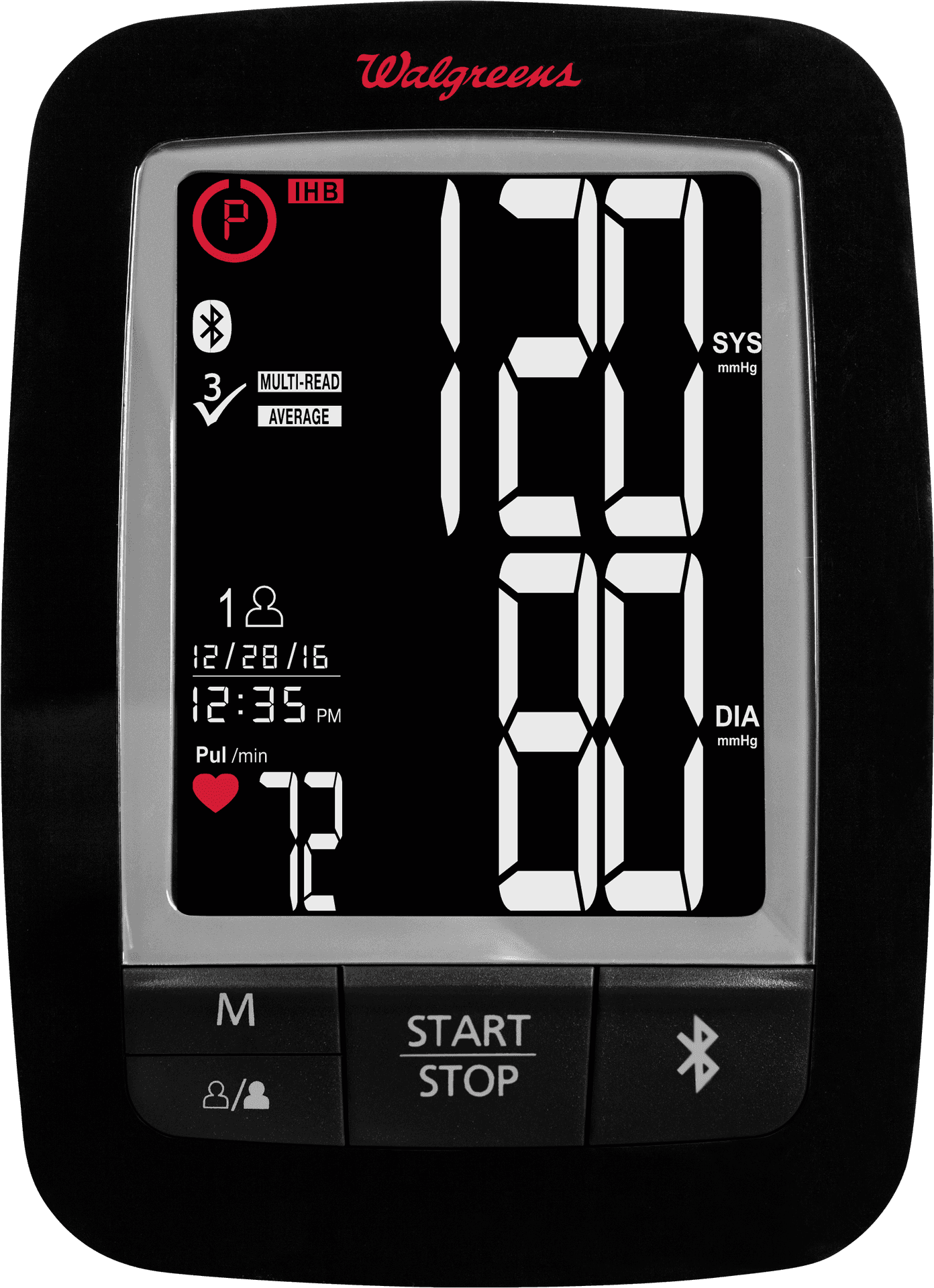 Digital Blood Pressure Monitor Display Walgreens PNG