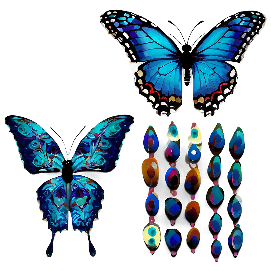 Digital Blue Butterflies Png 9 PNG