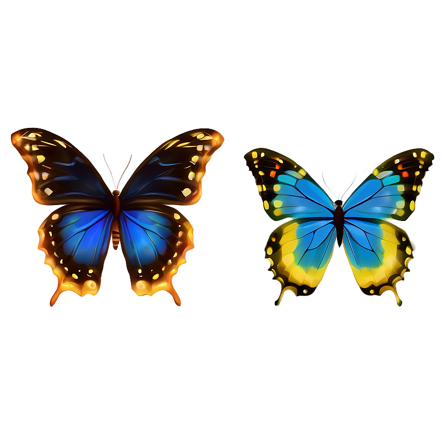 Digital Blue Butterflies Png Mra PNG