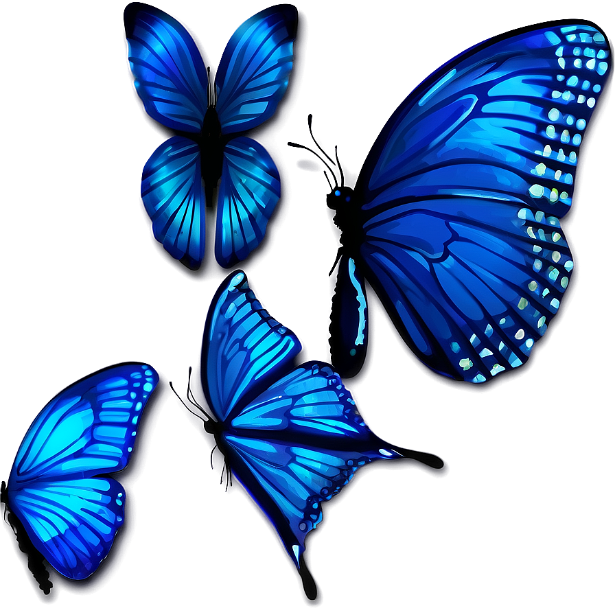 Digital Blue Butterflies Png Qpc PNG