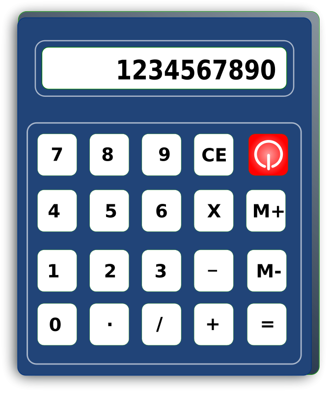 Digital Blue Calculator Display PNG