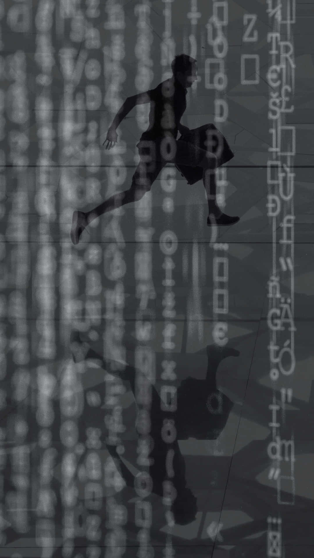 Digital Data Runner Silhouette Wallpaper