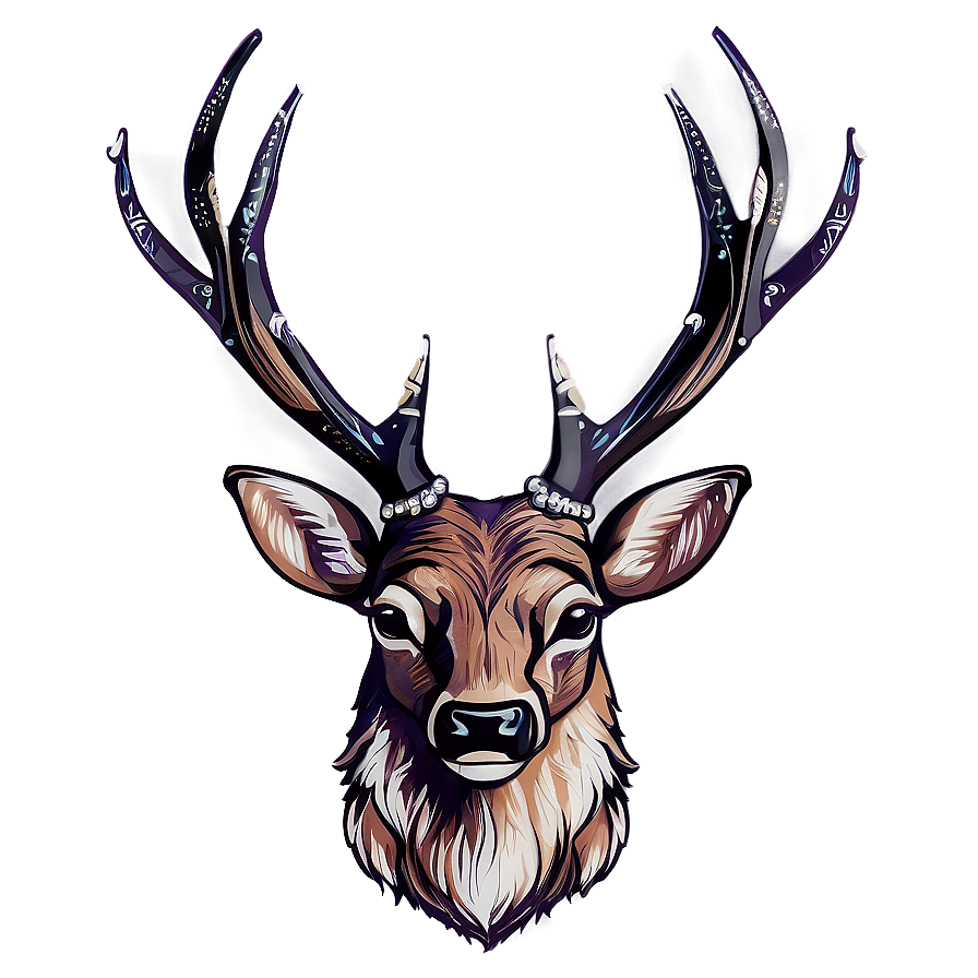 Digital Deer Head Art Png Wmy PNG