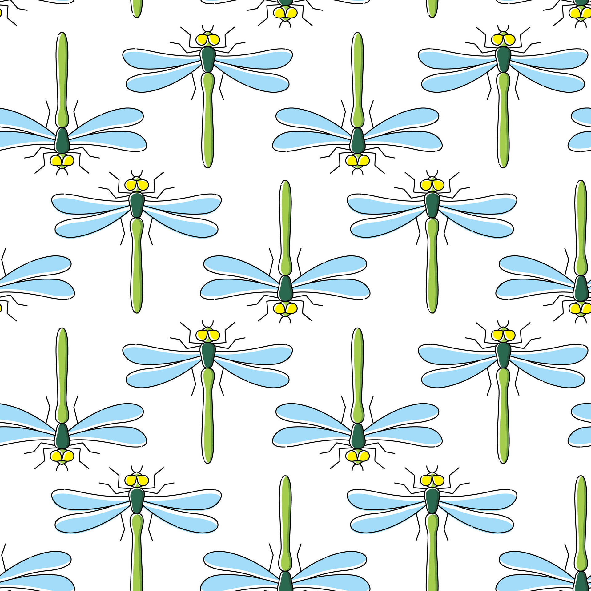 Digital Dragonfly Pattern Wallpaper