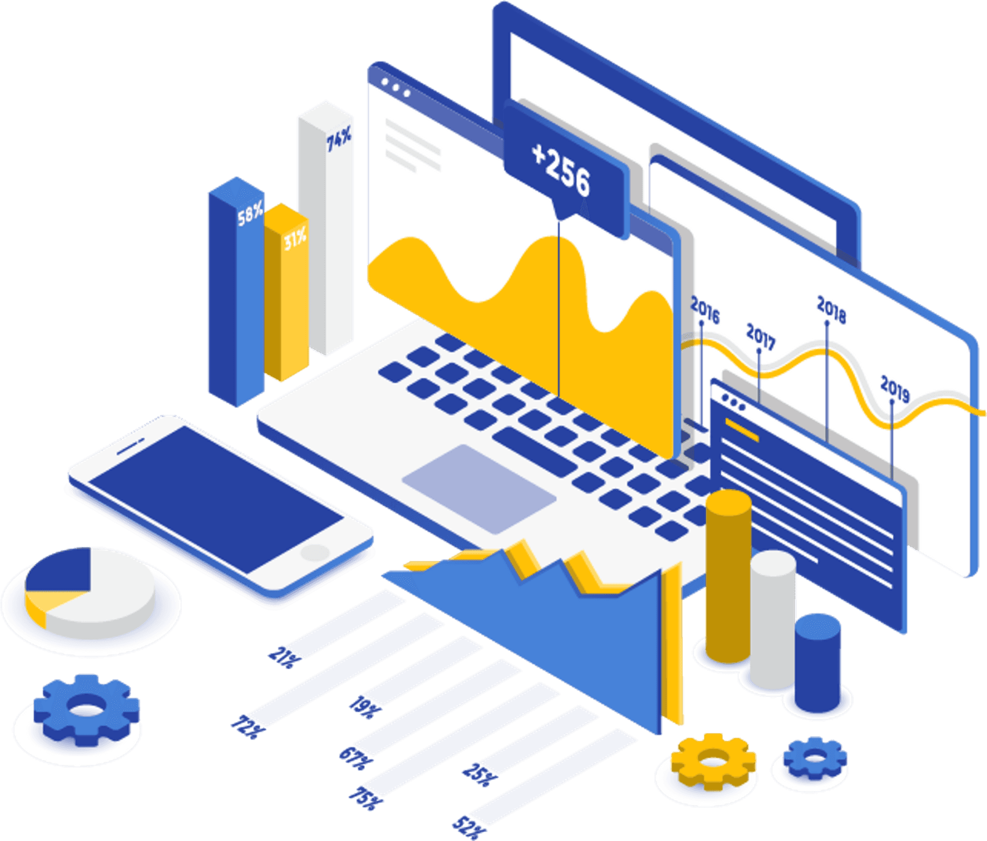 Digital Finance Analytics Illustration PNG