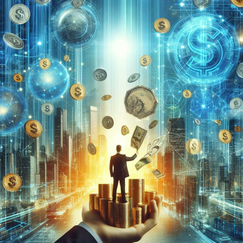 Digital Finance Future Cityscape Wallpaper
