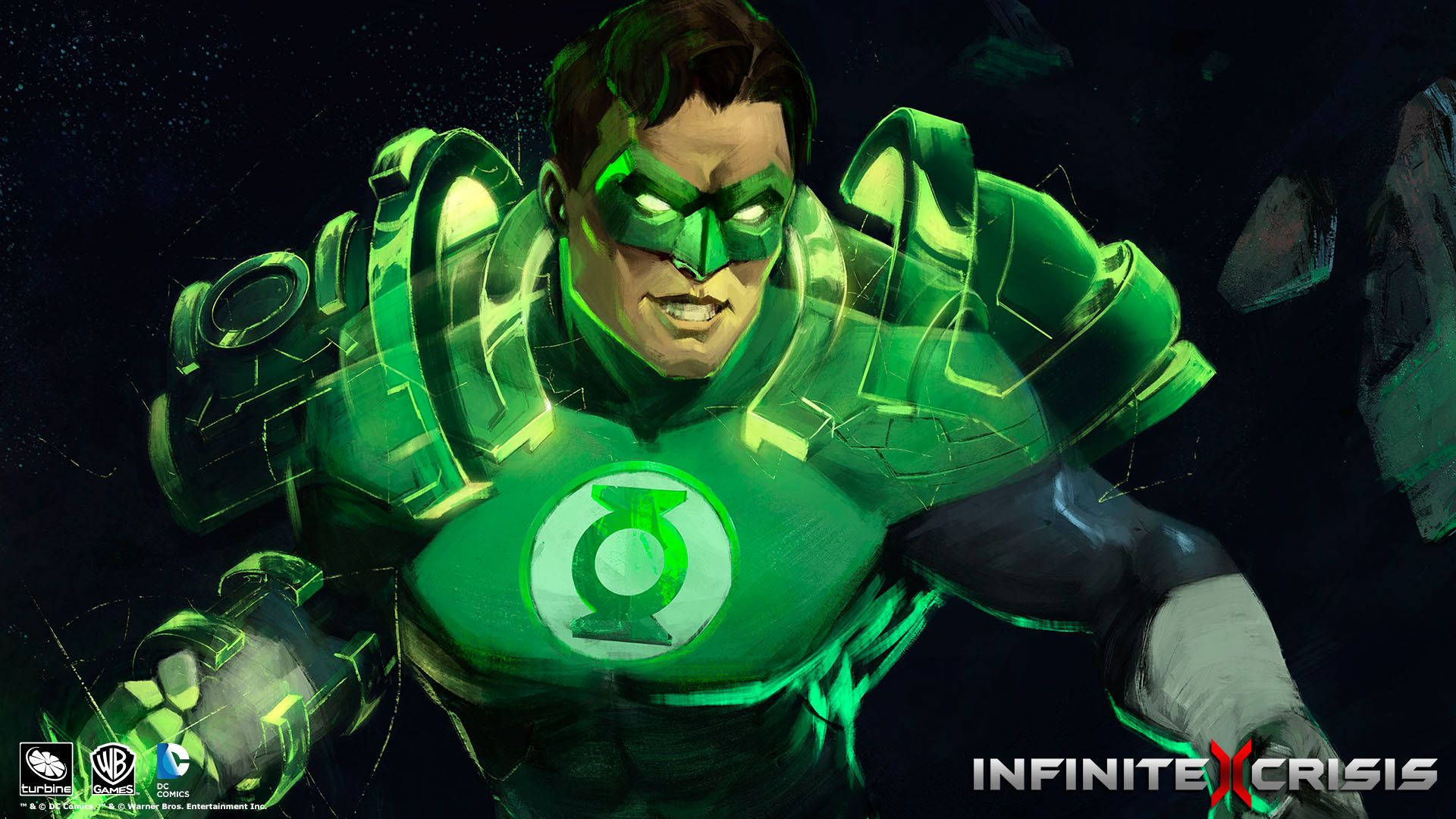 Digital Green Lantern Cartoon Poster Background
