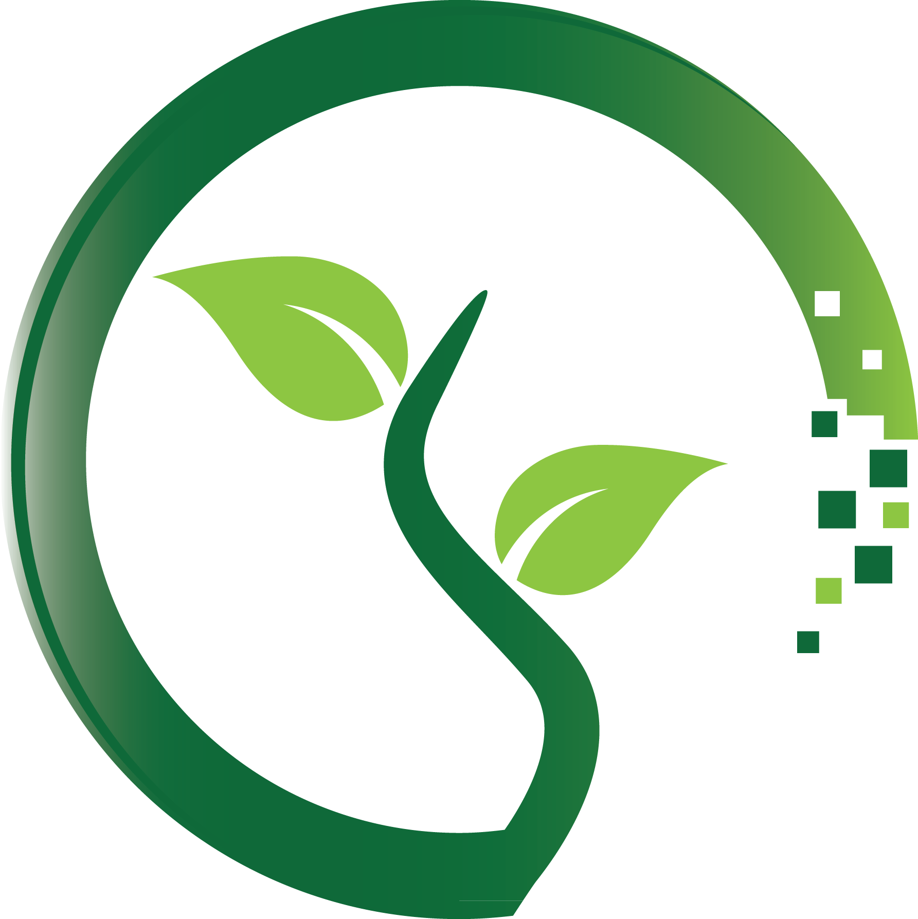 Digital Green Leaf Logo Design PNG