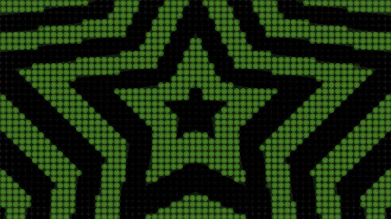 Digital Green Matrix Star Pattern Wallpaper