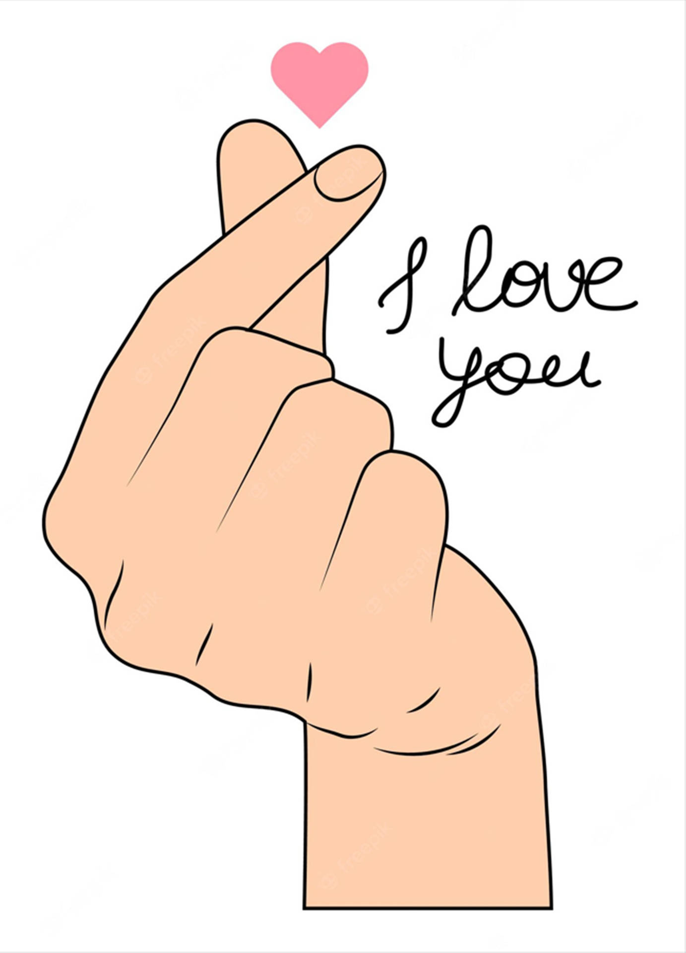 Digital Illustration Korean Finger Heart