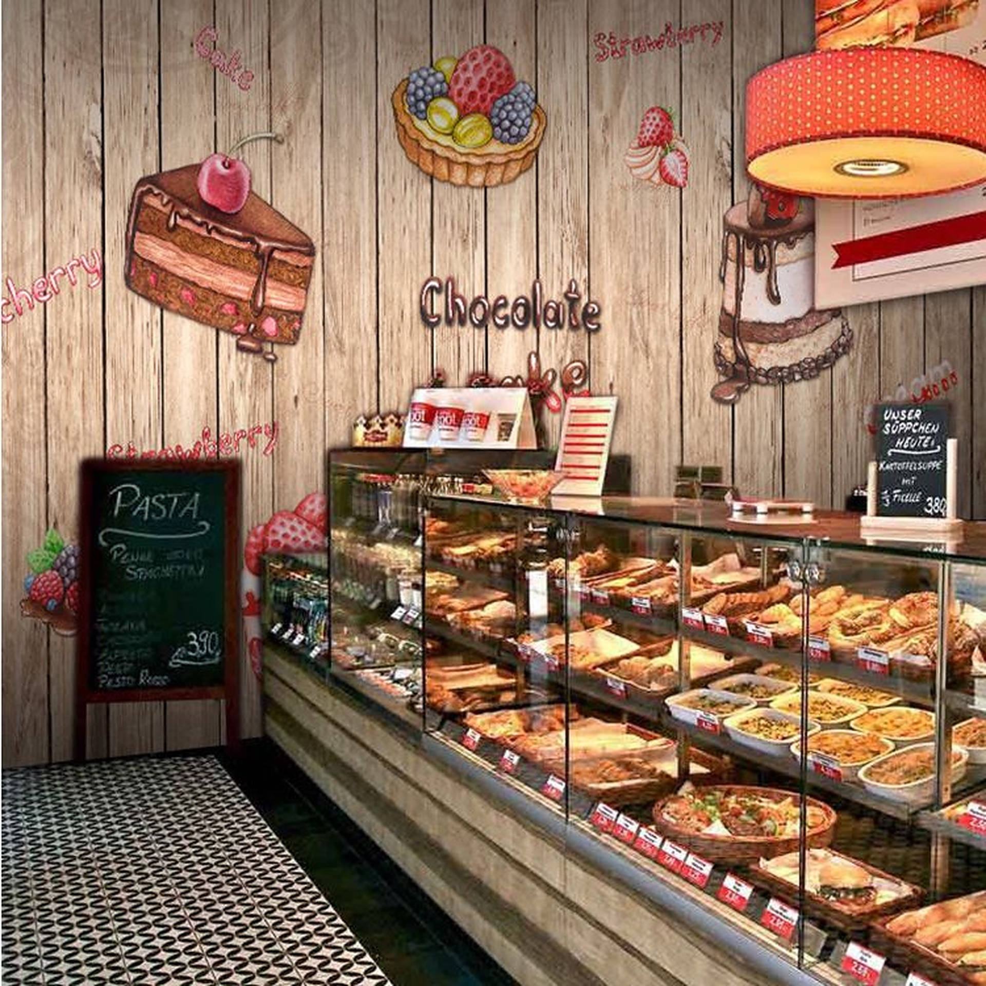 Digital Illustration Of Bakery Wallpaper