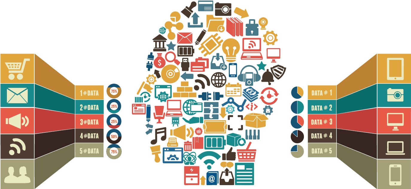 Digital Information Flow Infographic PNG