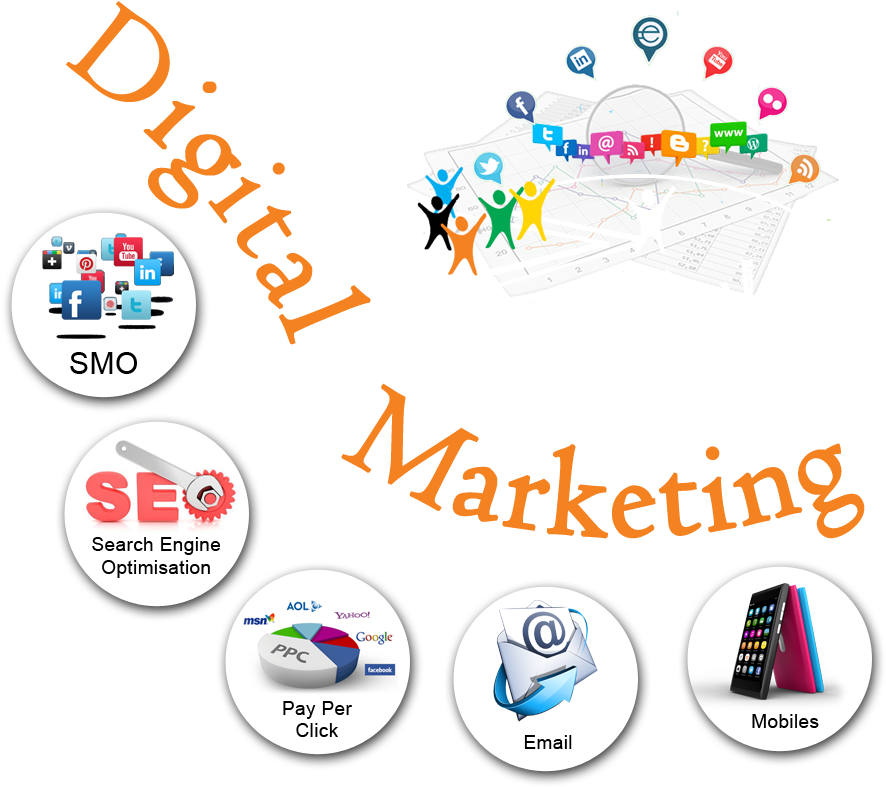 Digital Marketing Components Illustration PNG