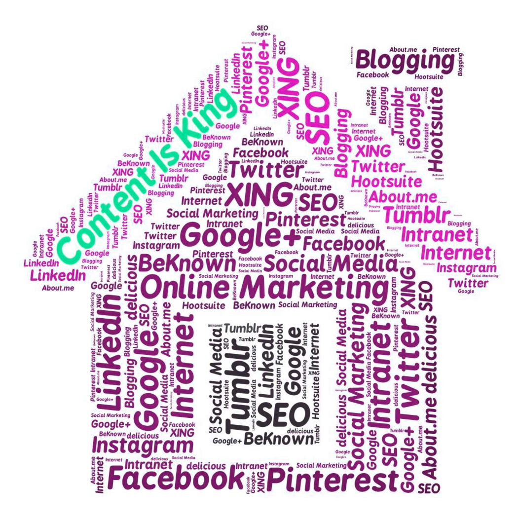 Digital Marketing Word Cloud House Shape PNG