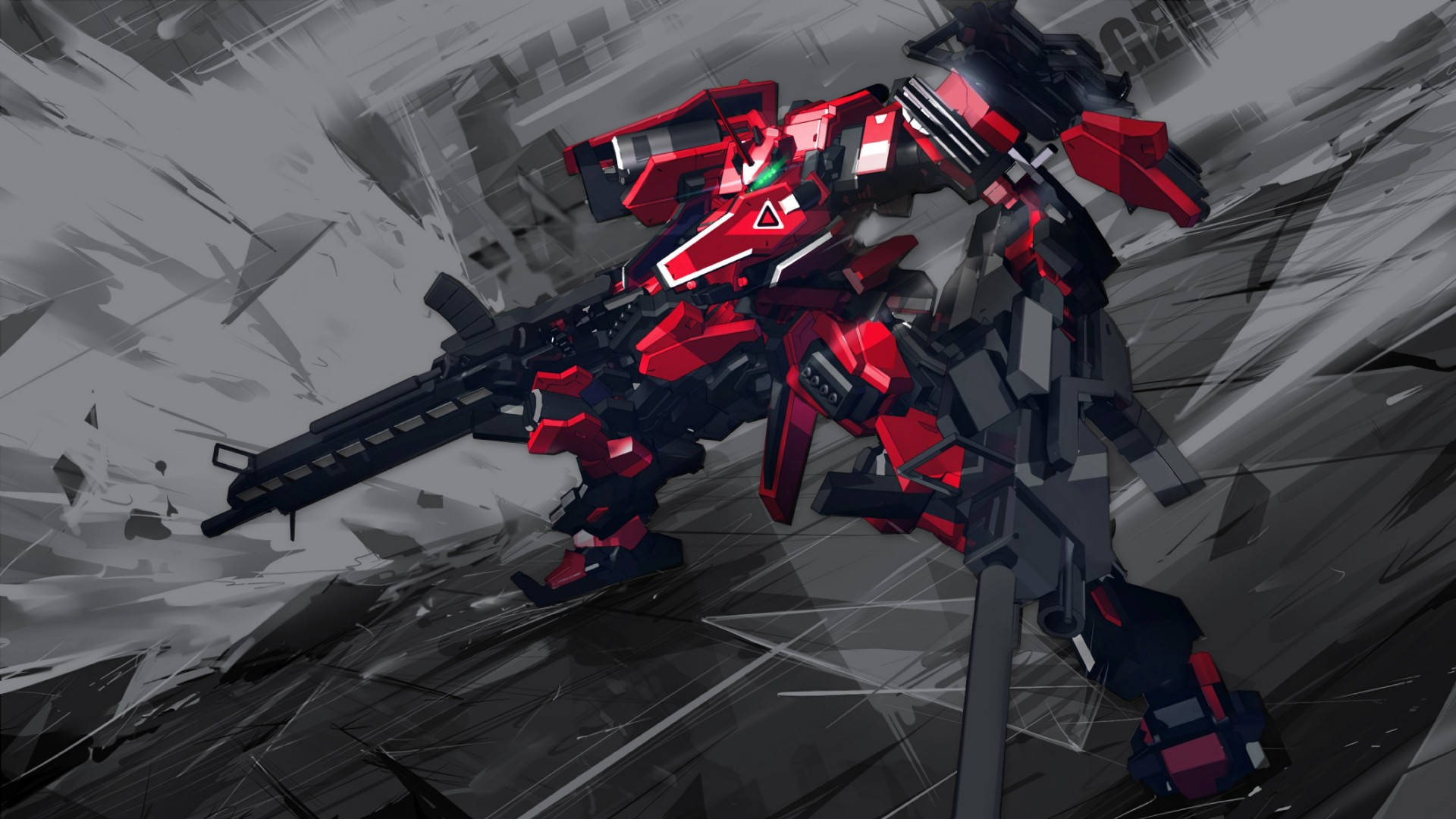 Digital Painting Red Modified Robot Wallpaper