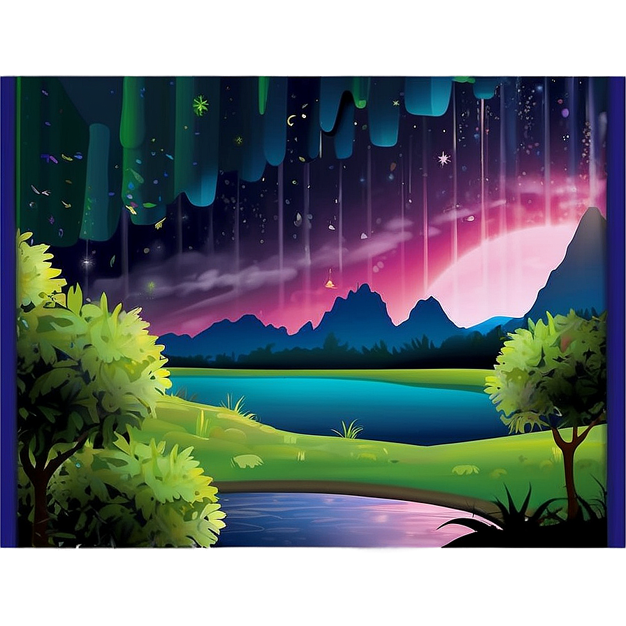 Digital Pop Landscape Scene Png 06242024 PNG