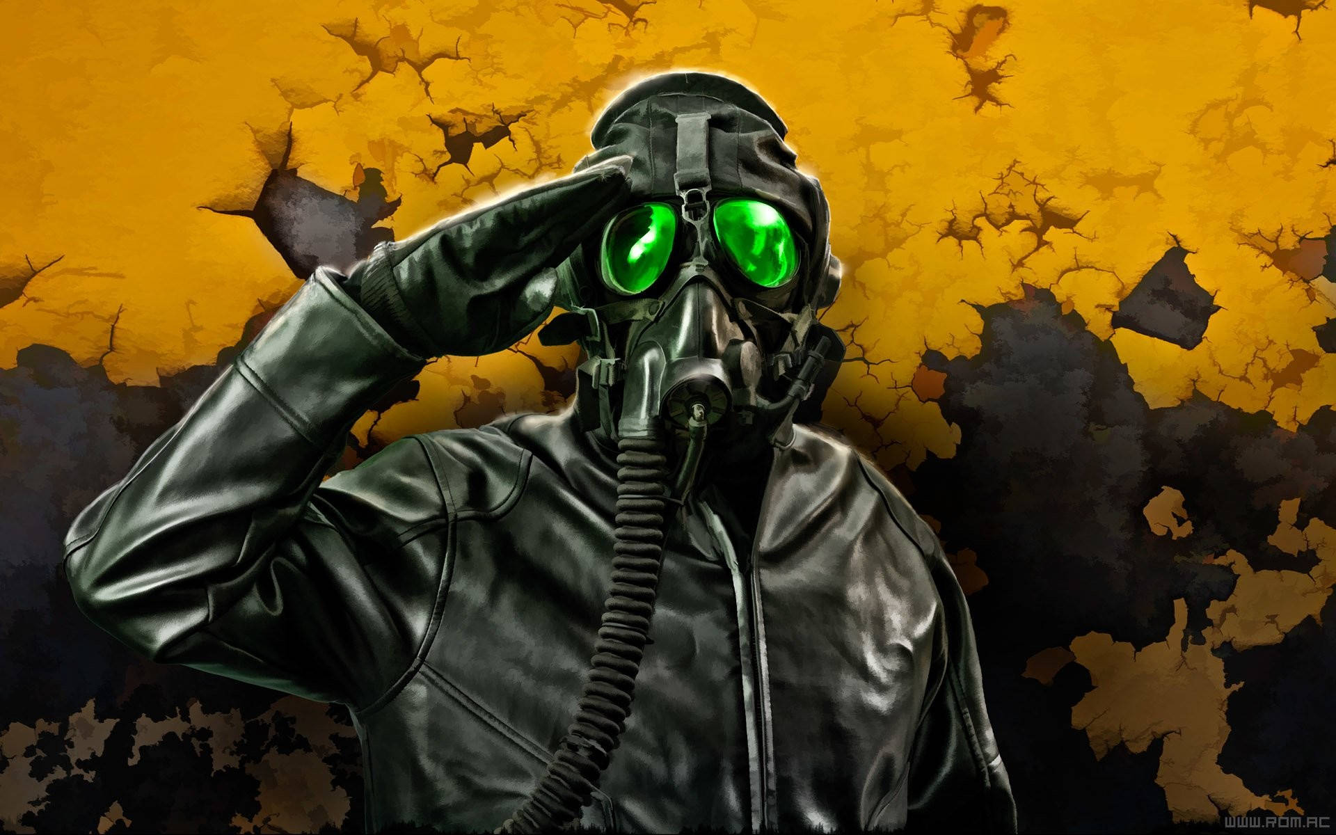 Download Digital Poster Soldier Full Gas Mask Wallpaper 