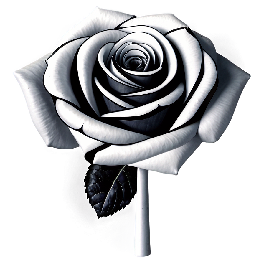 Digital Rose Black And White Png 06132024 PNG