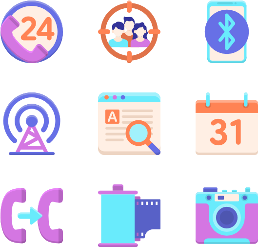 Digital Service Icons Set PNG