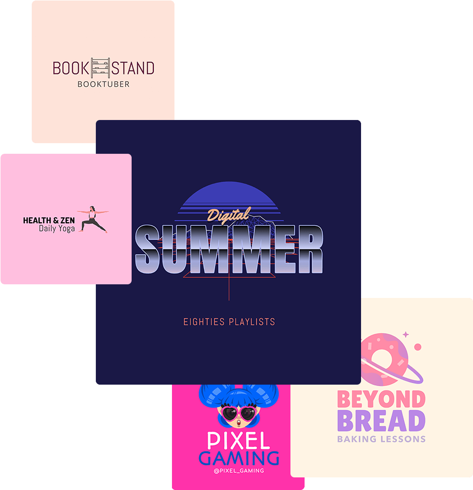 Digital Summer Playlist Branding Collage PNG