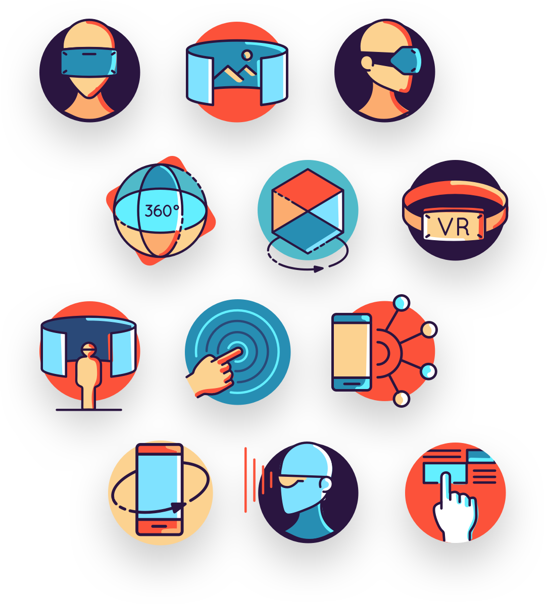 Digital Technology Icons Set PNG