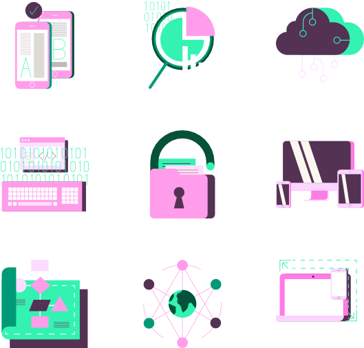 Digital Technology Icons Set PNG