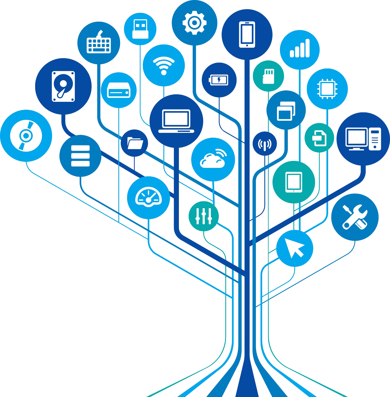Digital Technology Tree Concept PNG