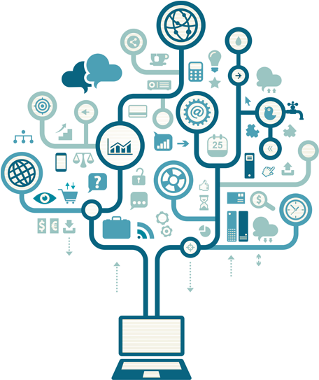 Digital Technology Tree Concept PNG