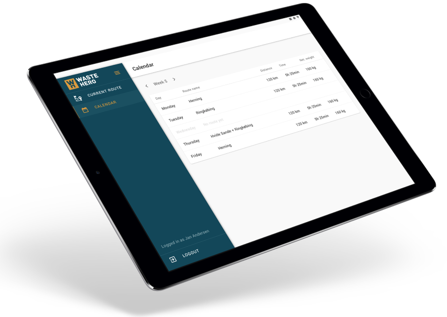 Digital Waste Collection Schedule Tablet PNG