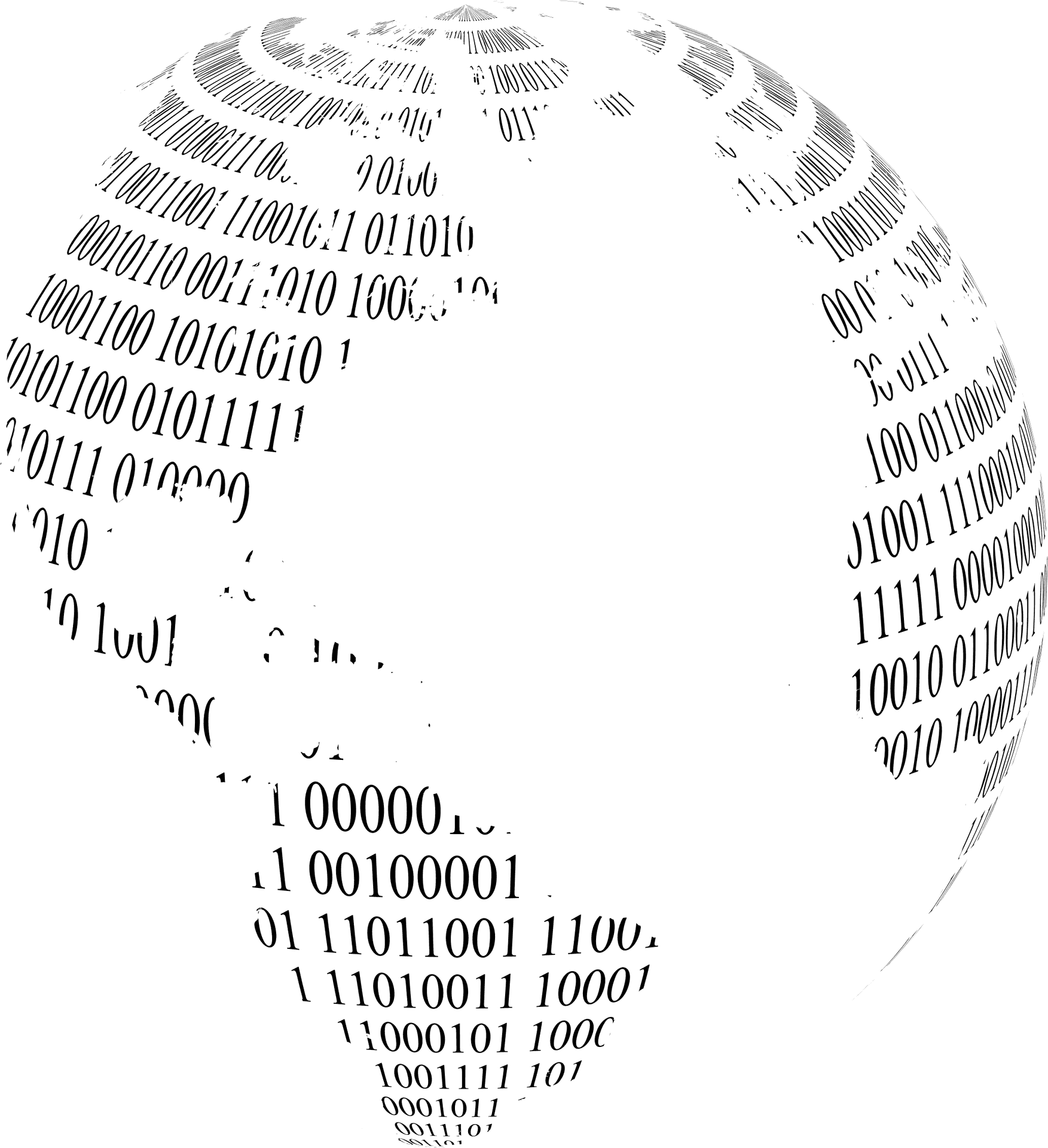 Digital World Binary Code Globe PNG