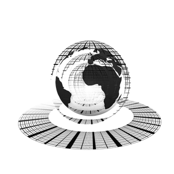 Digital World Globe Black Background PNG