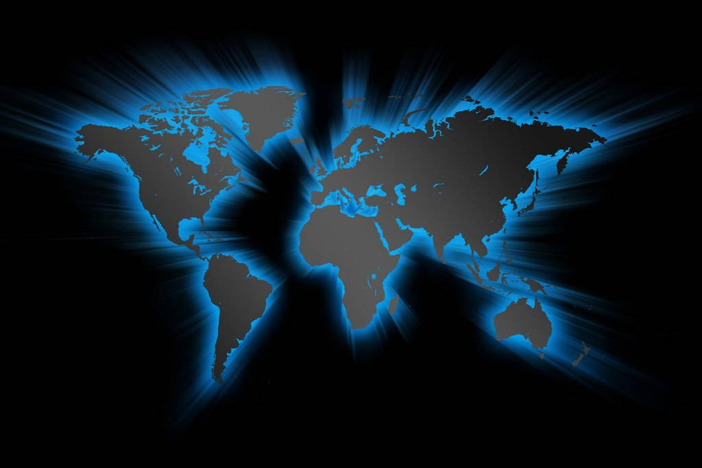 Digital World Map Glowing Blue Wallpaper