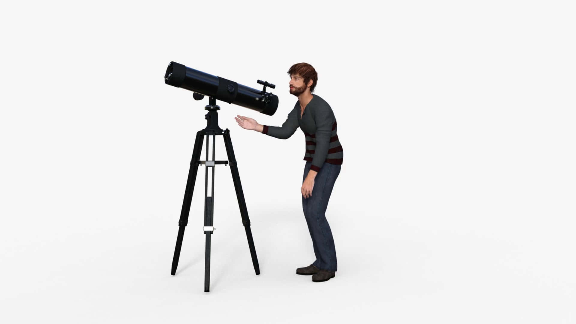 Digitaledarstellung Eines Mannes Mit Astronomieteleskop. Wallpaper