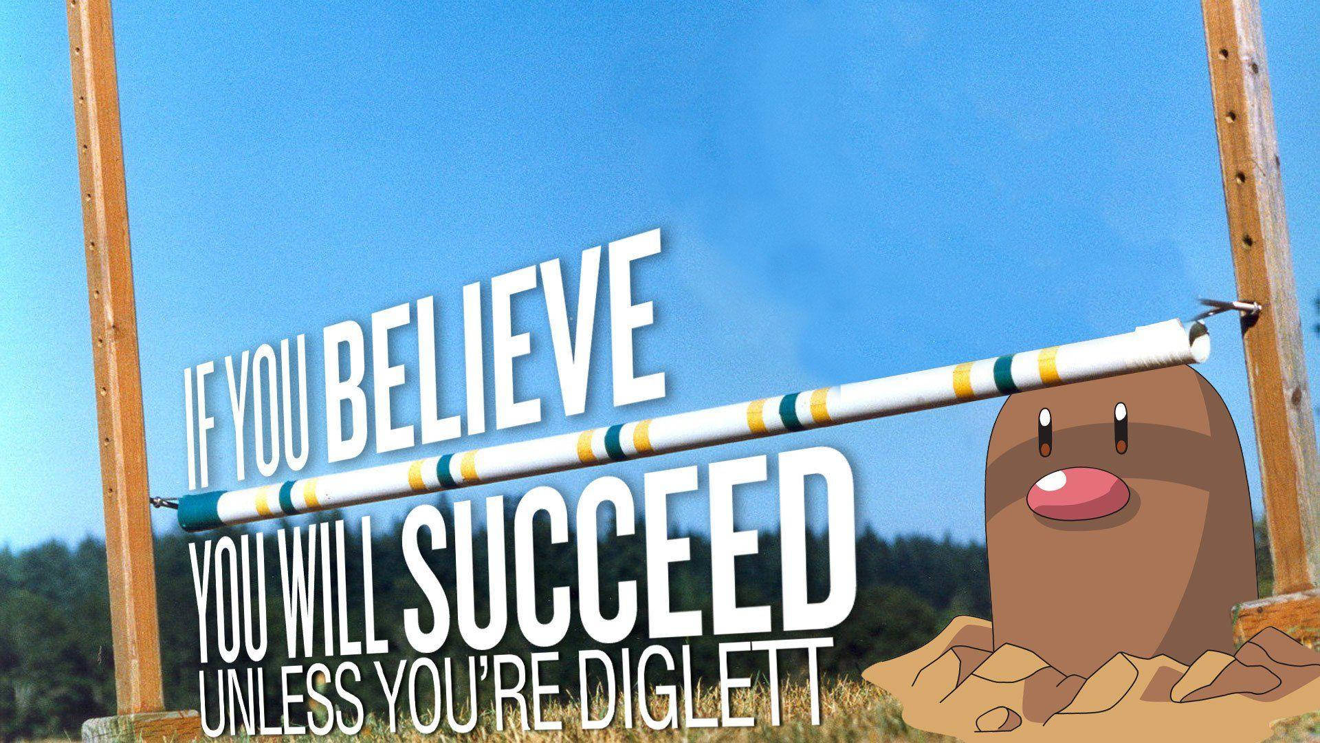 Diglett Brown Pokémon With Quote Background