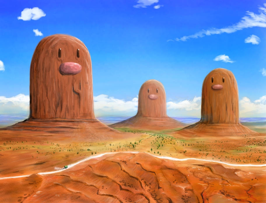 Diglett Towers With White Clouds Wallpaper