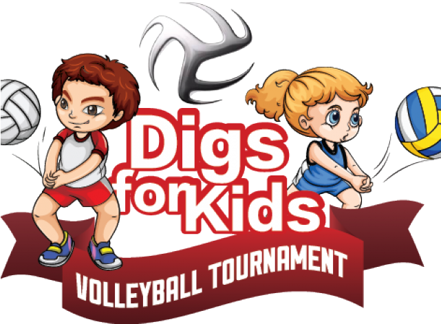 Digsfor Kids Volleyball Tournament Logo PNG