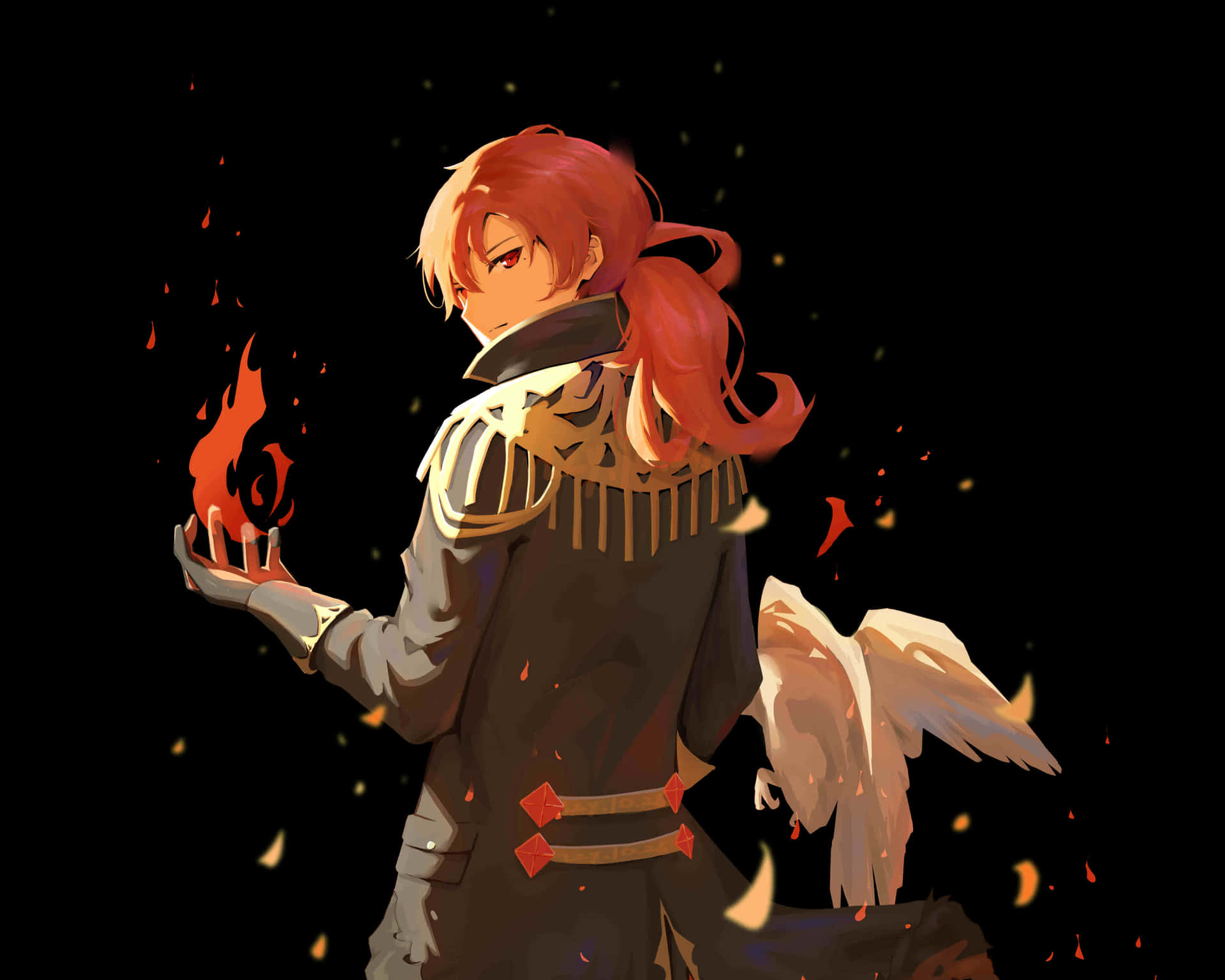 Diluc Holding Fire Wallpaper