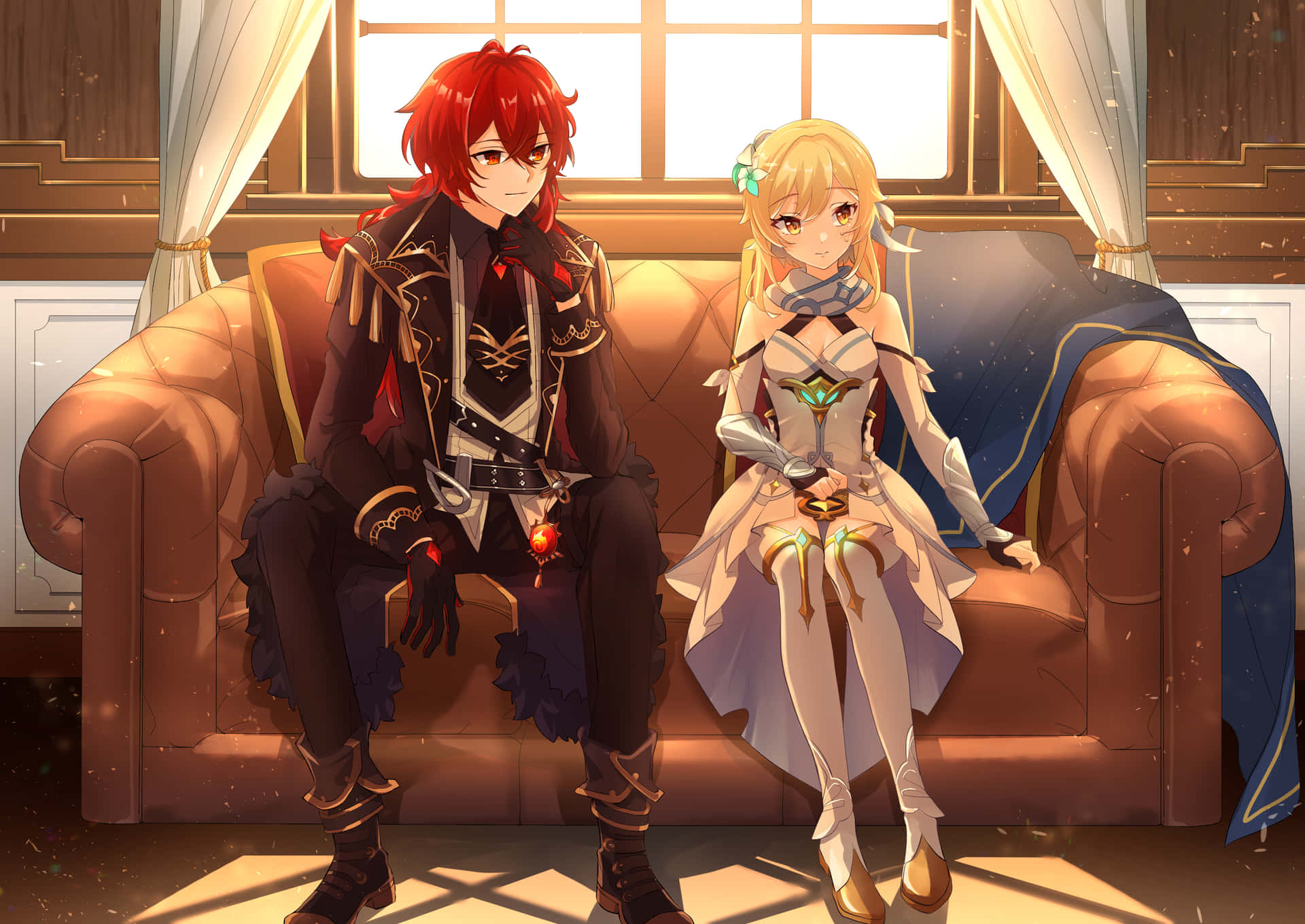 A Couple Sitting On A Couch Wallpaper