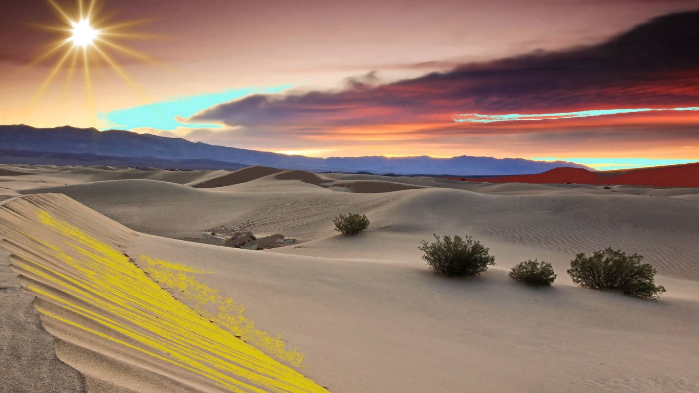 Dimmed Sky Desert Sun Wallpaper