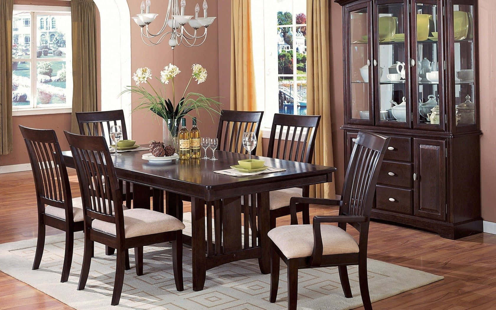Dining Room With Wooden Table And Chairs Picture