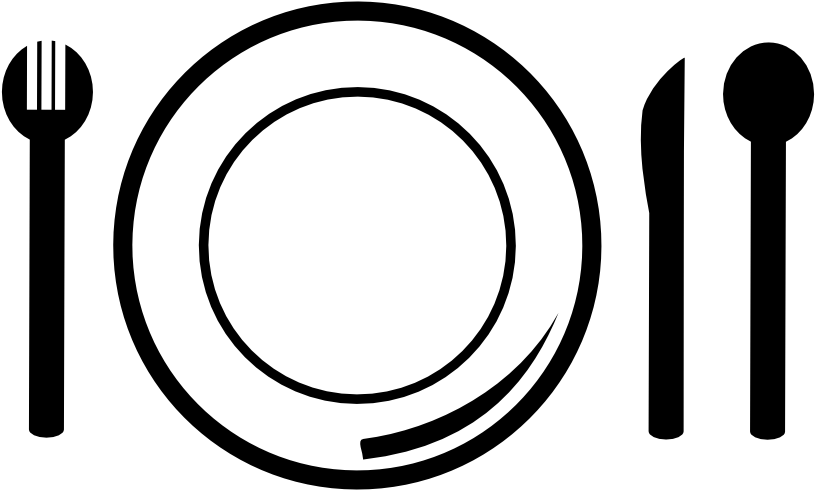 Dining Tableware Vector PNG — A minimalist white circular logo with a broken stroke on black background.