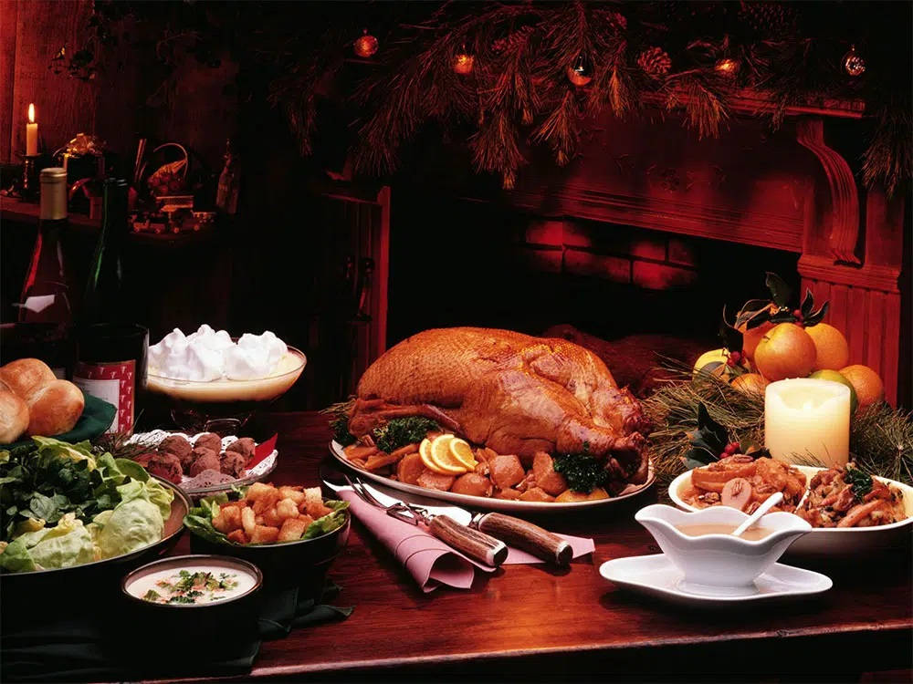 Dinner With Roasted Turkey And Vegetables Wallpaper
