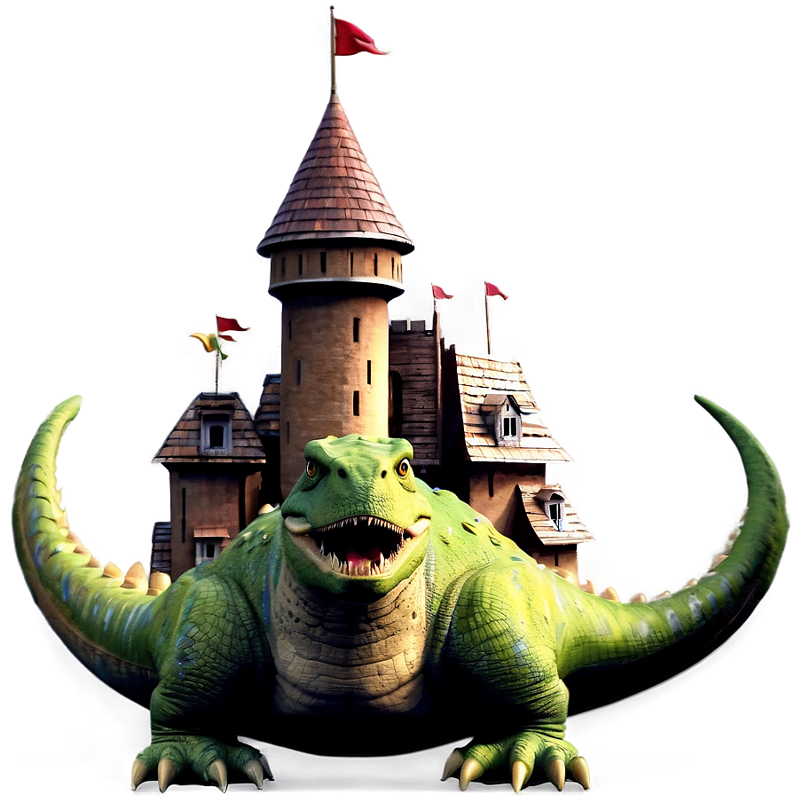 Dino And Castle Fantasy Png 06122024 PNG